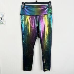 Style Reform Rainbow Multi Color Metallic Cropped Leggings Size Medium